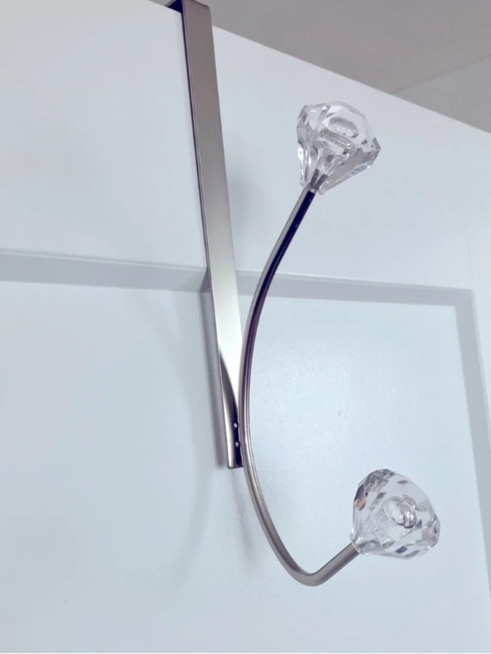Croydex Chrome Over Door Hook Rack Crystal Knobs No Drill Bathroom Organizer 💎